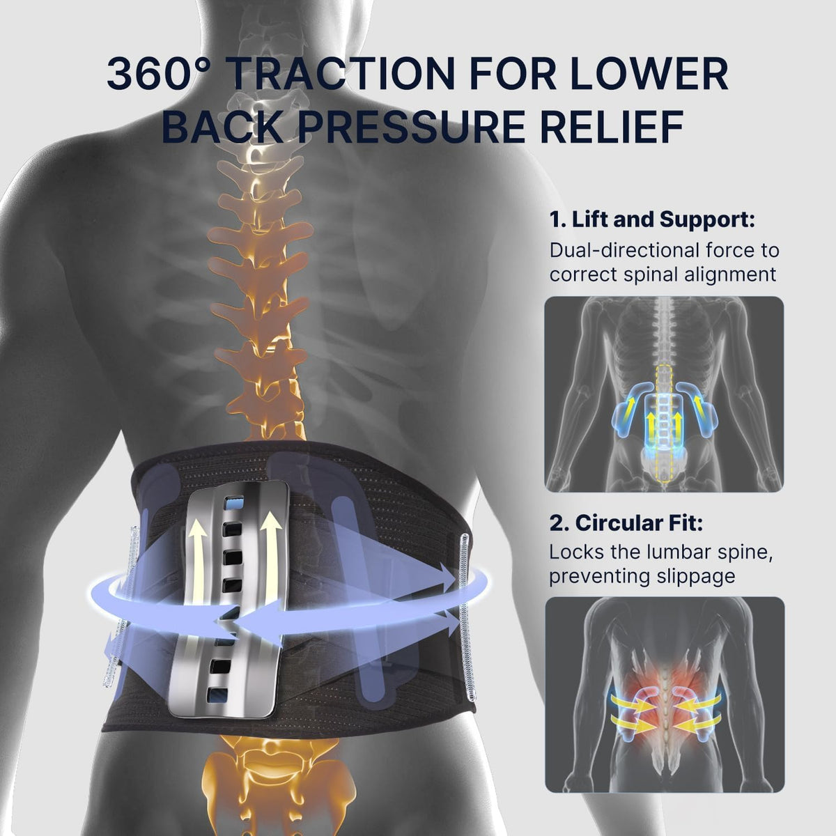 Fit Geno Back Brace for Lower Back Pain Relief: Adjustable Support with Ergonomic Lumbar Pad for Herniated Disc Sciatica and Lumbar Strain - Breathable Design for Men & Women (2XL/3XL/4XL)