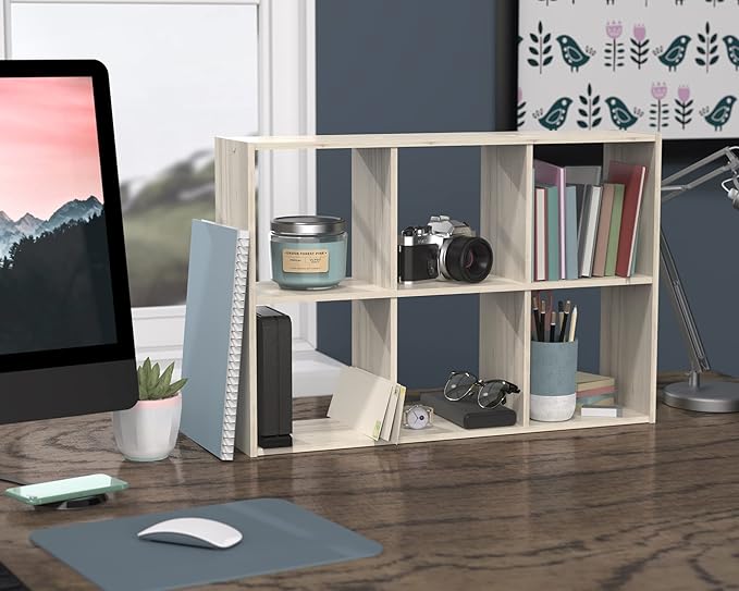 ClosetMaid 5430 Mini 6-Cube Desktop or Wall Mount Organizer, Bleached Walnut