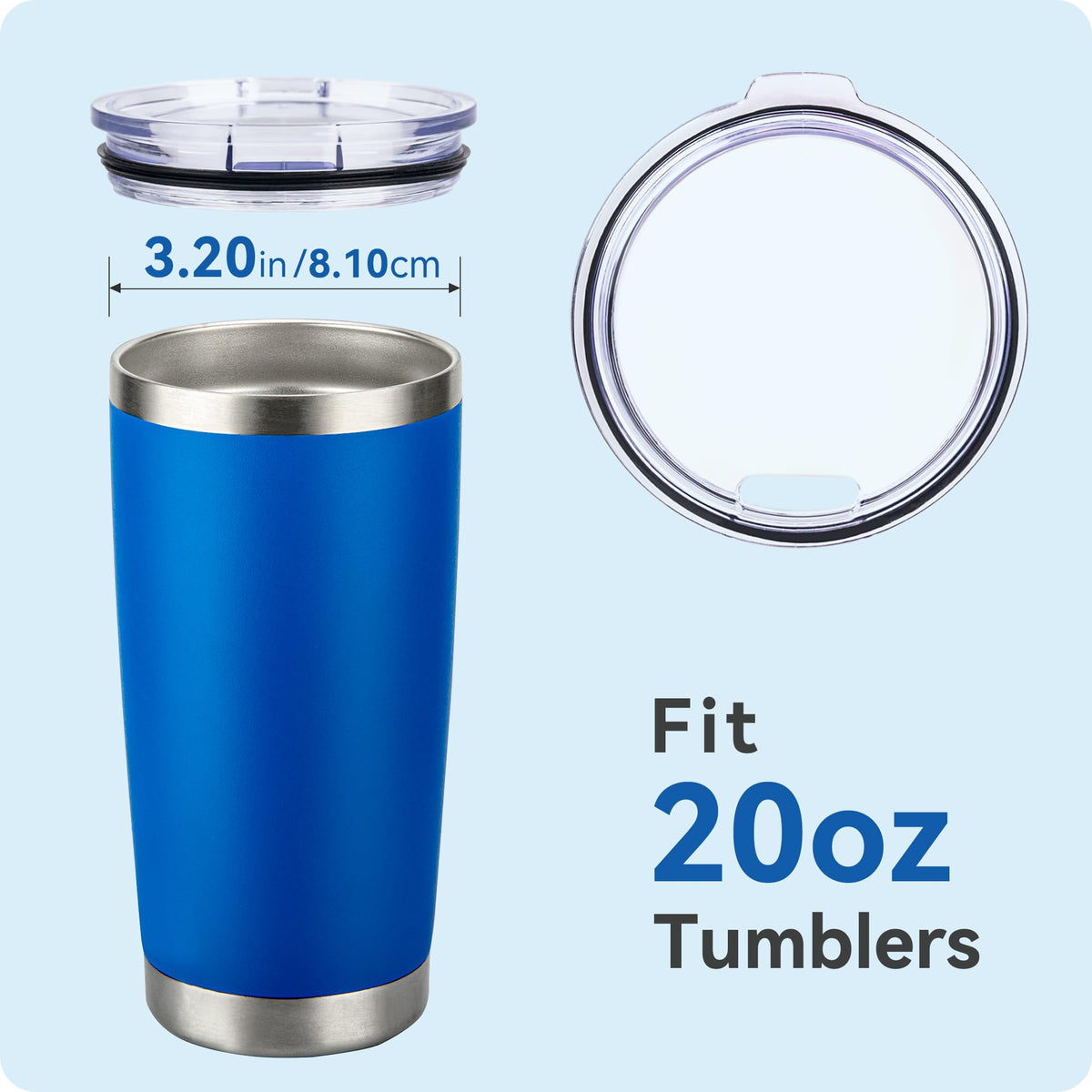 Prurex 20 oz Tumbler Lid for Yeti Rambler,Old Style Rtic and More Travel Mugs, Splash Proof Replacement Lid for 3.2" Inner Diameter Tumblers
