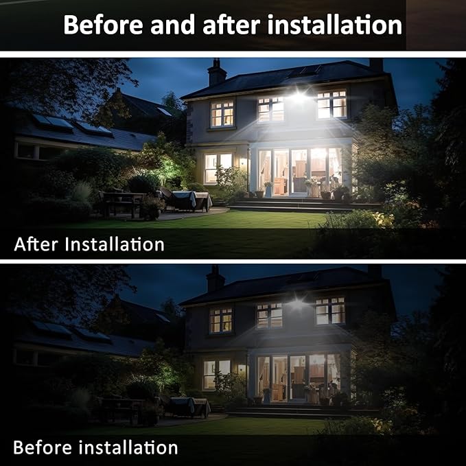 60W Flood Lights Outdoor,5400LM Bright Work Light Plug in,6500K Daylight White LED Flood Light Outdoor, IP66 Waterproof Exterior Floodlight for Yard Garage Stadium 2 Pack