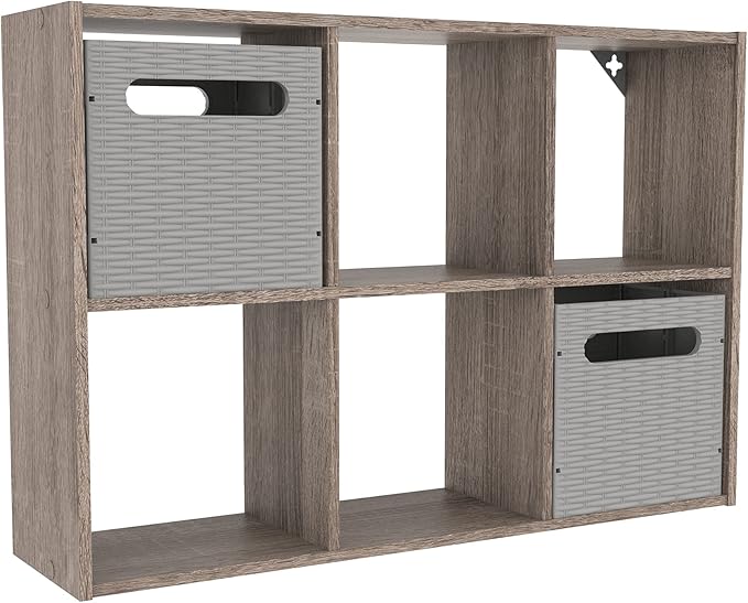 ClosetMaid Mini 6-Cube Desktop or Wall Mount Organizer, Weathered Teak