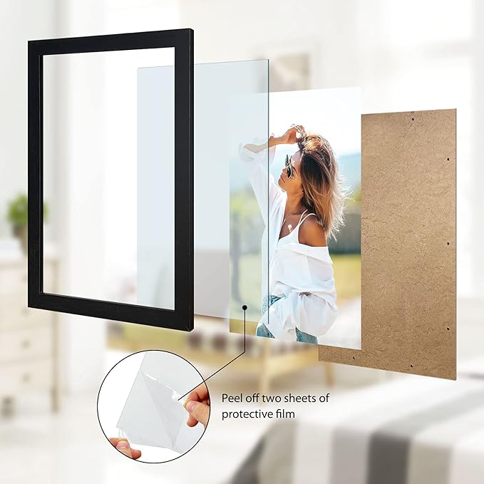 VCK Poster Frame 11×17 Inch Wooden Picture Frames Set Black Certificate Frame Wall Mounting Type for Gallery Office Home