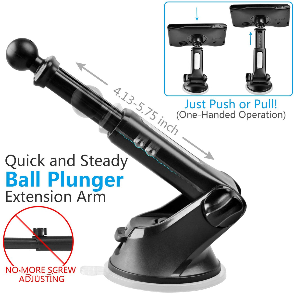 1Zero GPS Suction Cup Mount for Garmin [Quick Extension Arm], Replacement GPS Dash Ball Mount Dashboard Windshield Car Holder for Garmin Nuvi Dezl Drive Drivesmart Zumo Driveassist DriveLuxe RV