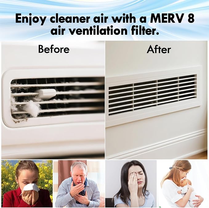 18 x 140" Air Vent Filters, Cut-to-Size MERV 8 Filter Material, Triple Layer