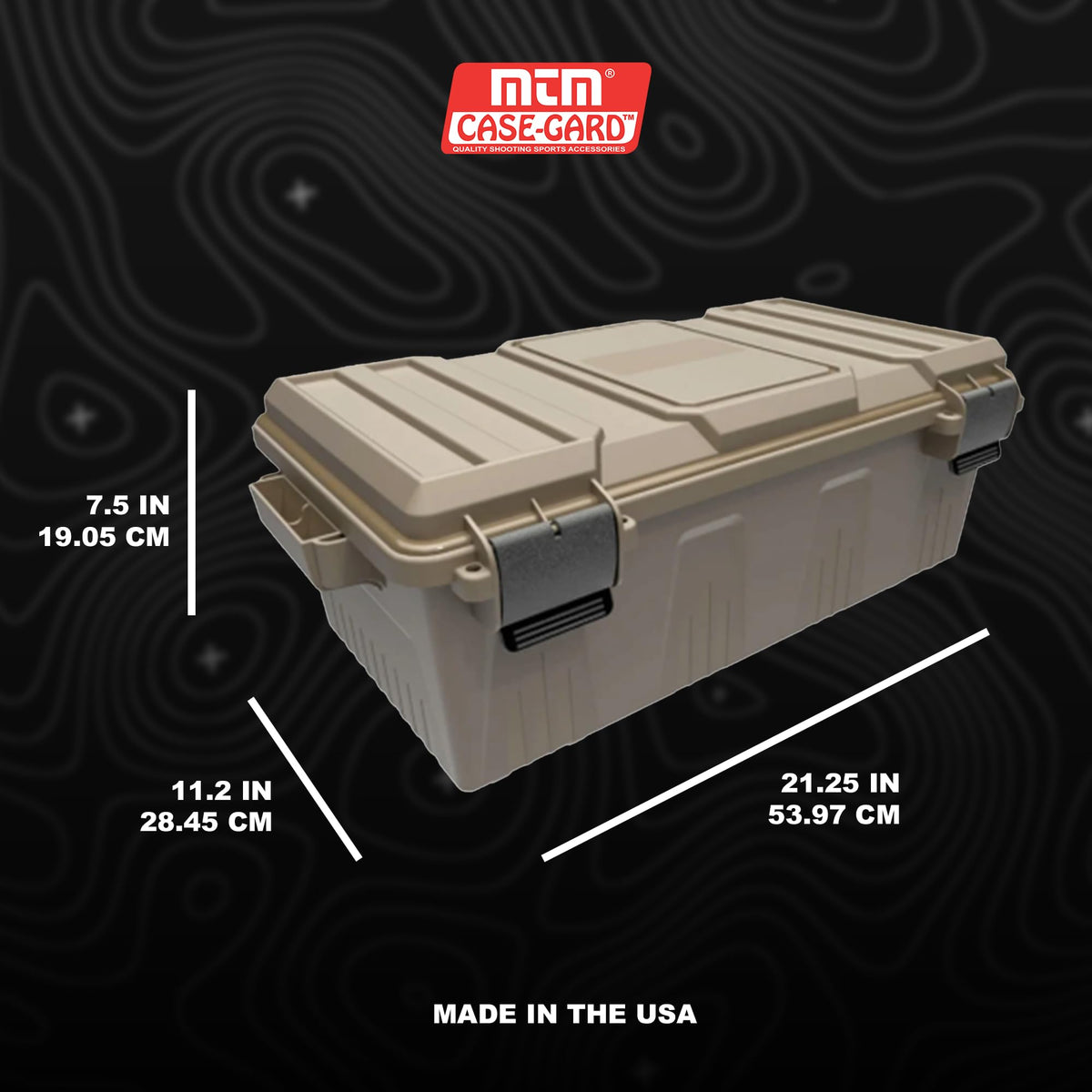 MTM ACDC30 Divided Ammo Crate Utility Box, Outdoor Gear & Tool Storage, Water- Resistant, Stackable, Snap Latch, 21"x11.2"x7.5", USA Made, Dark Earth