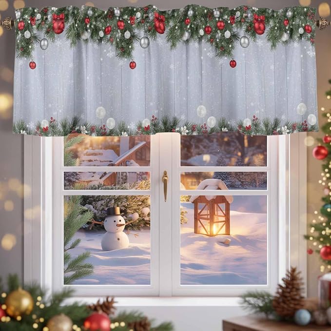 Christmas Curtain Valances for Windows, Kitchen Valance Window Treatment
