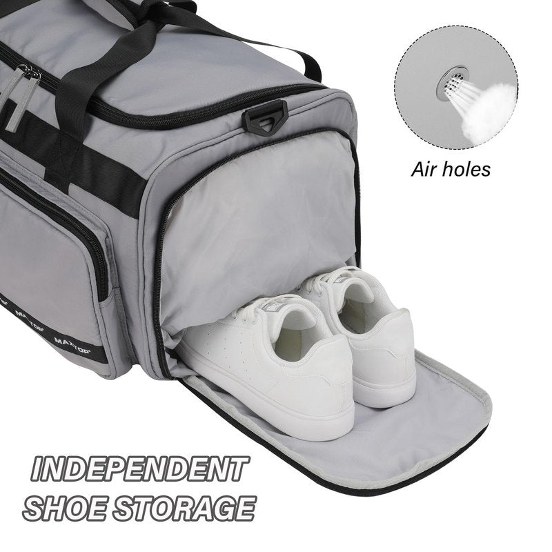 MAXTOP Travel Duffle Bag for Men Women Gym Bag with Shoes Compartment Waterproof Sports Weekend Overnight Travel Bag,Grey