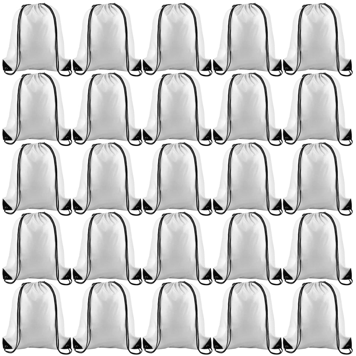 KUUQA 50Pcs White Drawstring Backpack Bulk Drawstring Bags String Bags Storage Bags Gym Backpack for Sport Gym Traveling