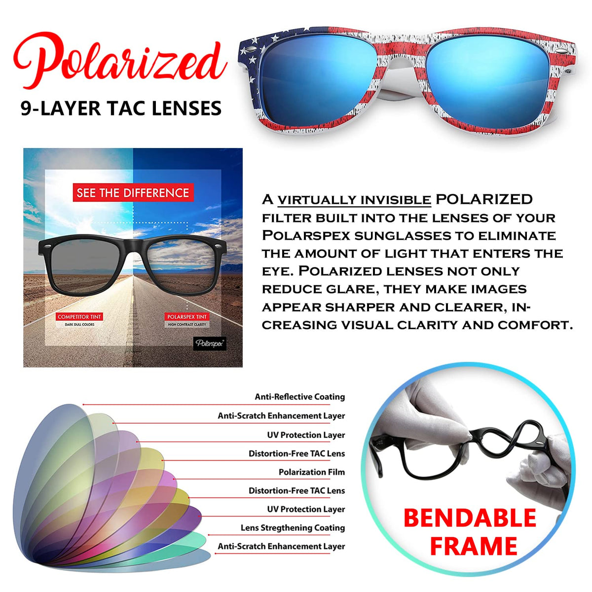 PolarSpex Toddler Polarized Sunglasses for Boys & Girls Ages 2-8 Black