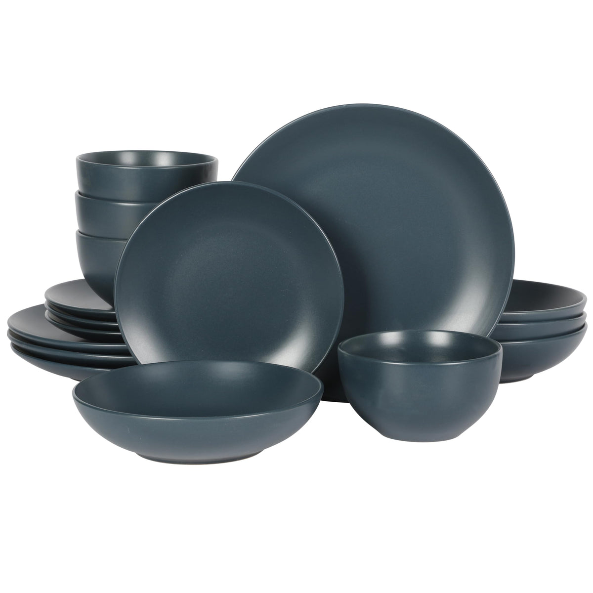 Gibson Home Rockaway 12-Piece Round Stoneware Dinnerware Set, Service for 4 – Cream Plates and Bowls, Modern Matte Finish, Microwave & Dishwasher Safe