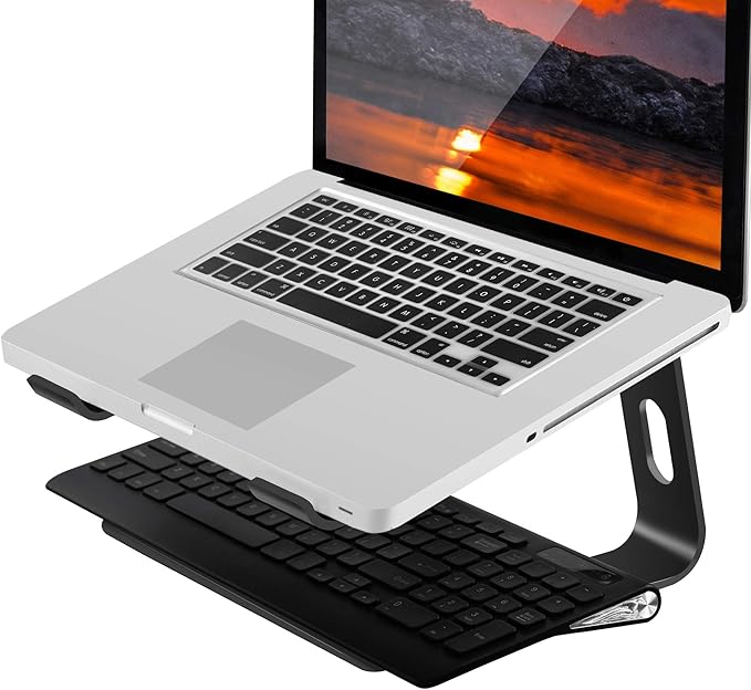 Orionstar Laptop Stand Portable Aluminum Laptop Riser Compatible with Mac MacBook Air Pro 10 to 15.6 Inch Notebook Computer, Detachable Ergonomic Elevator Holder, Black