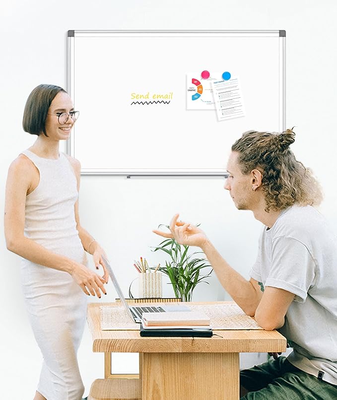 4 Pack Double-Sided Magnetic Whiteboard, 36" x 24" Dry Erase Board, Aluminum Frame White Board for Wall, Hanging Mounting White Board Dry Erase Marker Board for Office, School, Home