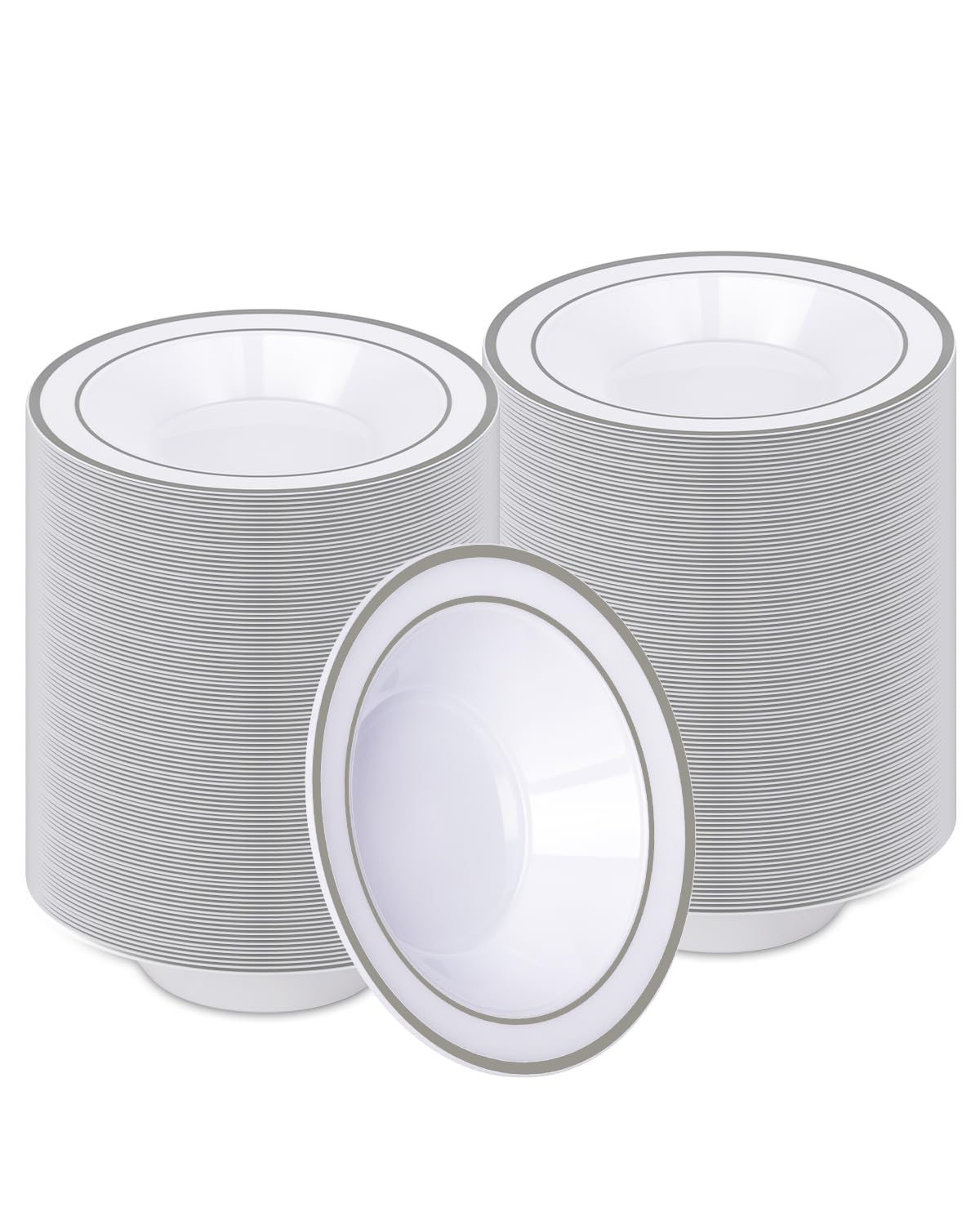 BESTVIP 100 Pack 12 oz White Plastic Bowls, Disposable Soup Bowls