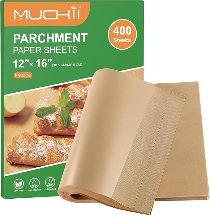MUCHII 400 Pcs Parchment Paper Sheets for Baking, Precut Non-Stick