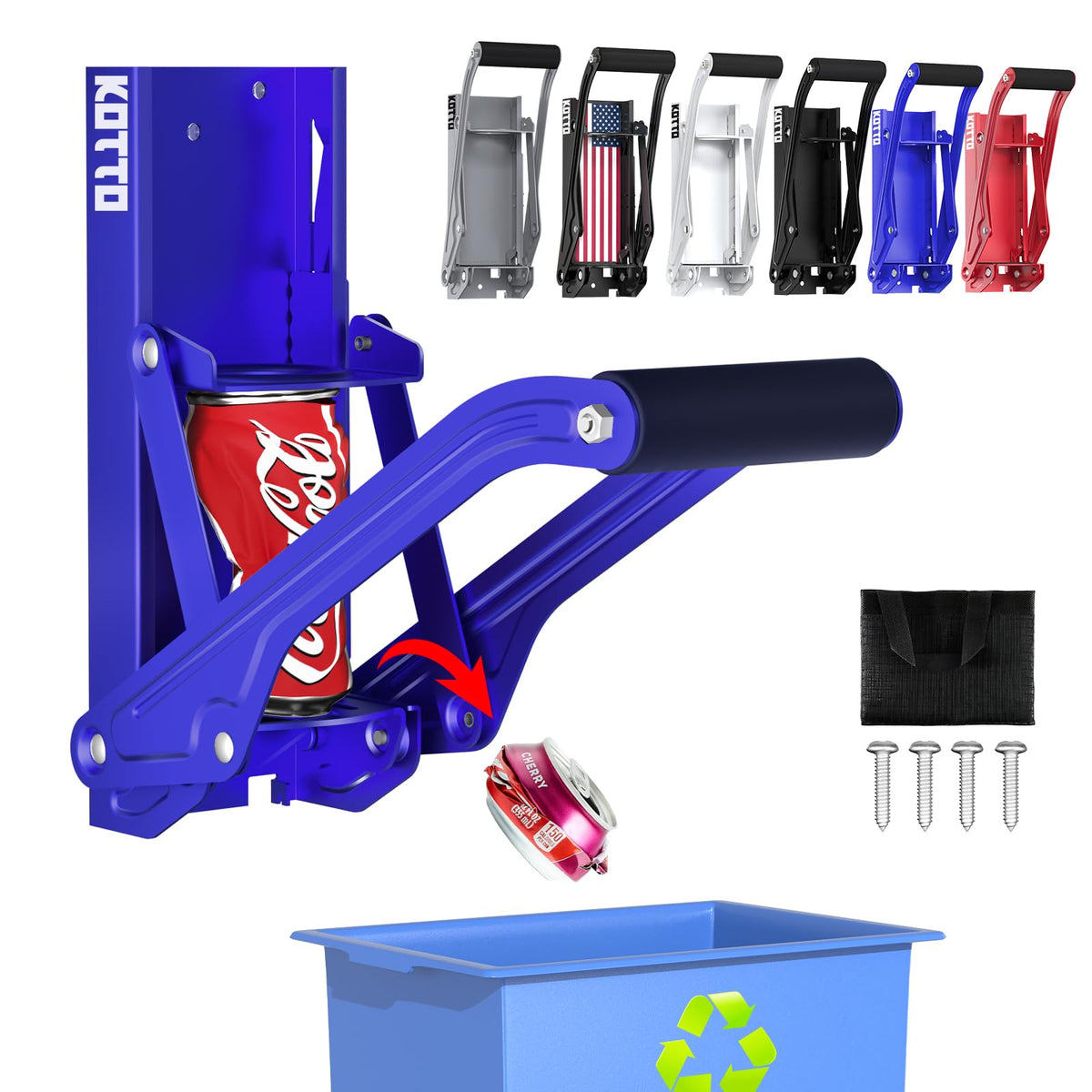 Kotto Can Crusher Wall Mounted Can Crushers for Recycling 8-16oz Cans