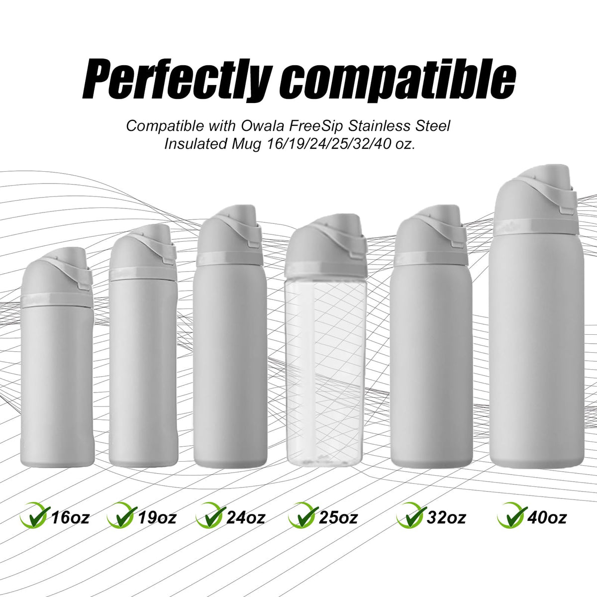 4pcs Replacement Stopper Compatible with Owala FreeSip 24oz 32oz, Water Bottle Top Lid Gasket for Owala 19/24/32/40oz Seal Bottle Cap Mouth Stopper Part Silicone Plug Accessories BPA-Free (White)
