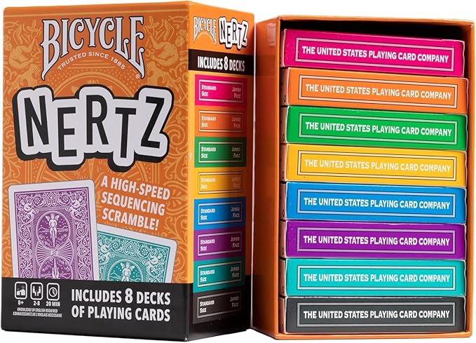 Bicycle Games Bundle - Nertz, Pokeno, Color Addict - 3 Fast-Paced Family Game Night Playing Card Games for Kids and Adults