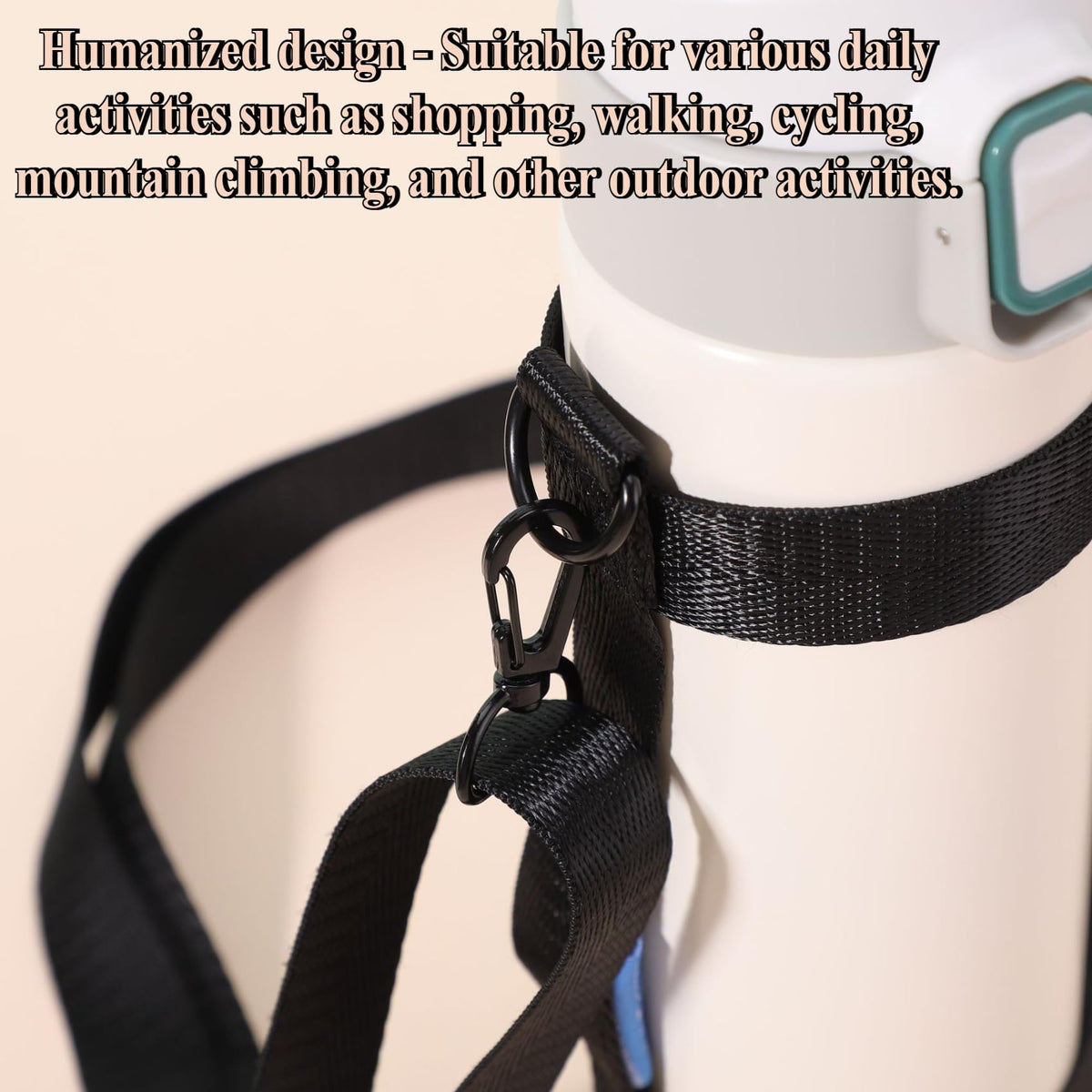 HOIRIX Water Bottle Holder Strap Sport Cup Bottle Holder Sling Universal Water Bottles Handle Straps for Walking Climbing Travel (Black, 2 PCS)