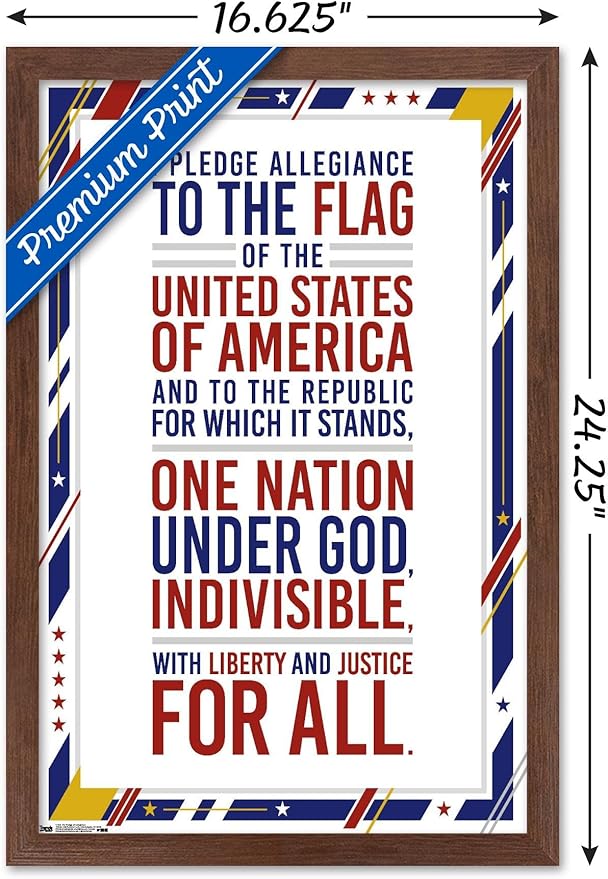Trends International The United States Of America - Pledge Of Allegiance Wall Poster, 14.725" x 22.375", Mahogany Framed Version