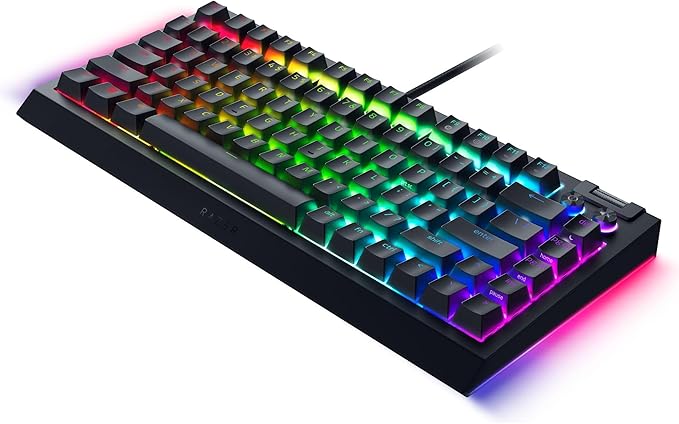 Razer BlackWidow V4 75% Mechanical Gaming Keyboard: Hot-Swappable Design - Compact & Durable - Orange Tactile Switches - Chroma RGB - MF Roller & Media Keys - Comfortable Wrist Rest - Black