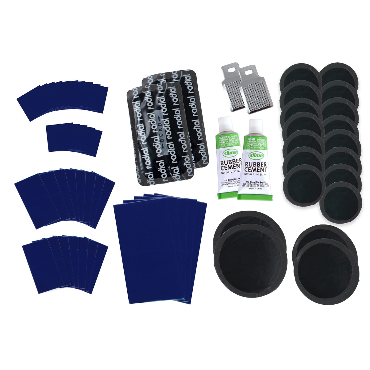 Slime 2033 Rubber Patch Kit, Patches with Glue, Storeage Box Included (56 Patches, scuffer, Glue)