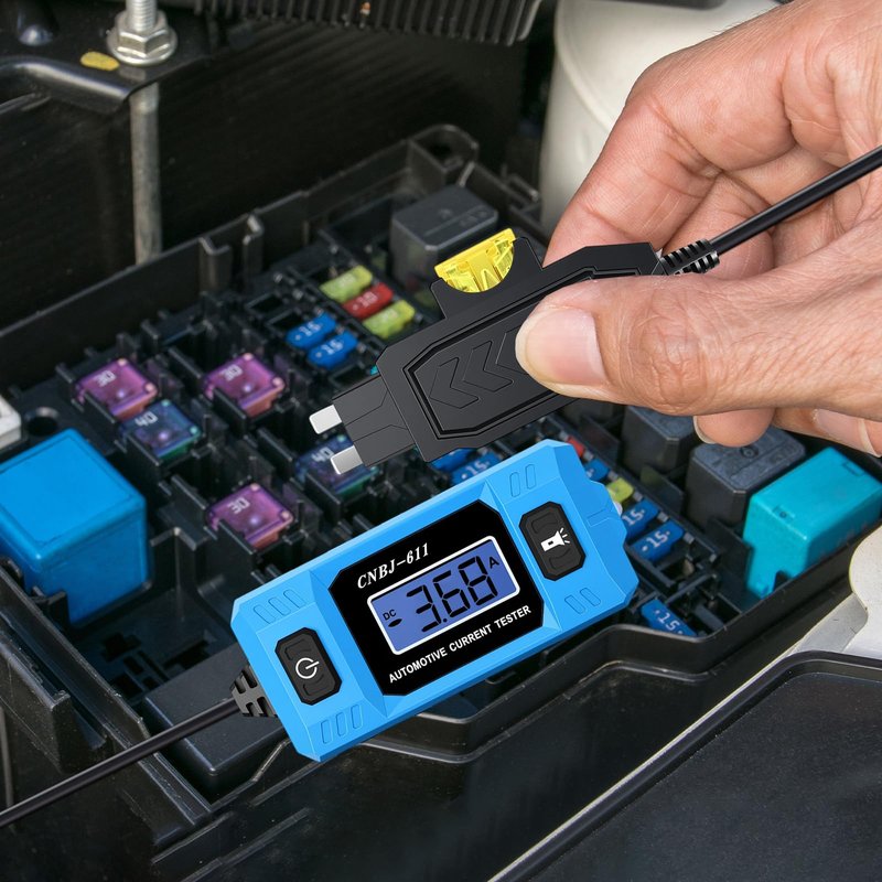 Fuse & Relay Tester, 12V/24V Automotive Circuit Fault Probe Tester with High-Precision Current Test & Blue Backlit LCD, Short/Open Finder with Front LED Light for Car, Truck Electrical Diagnostics