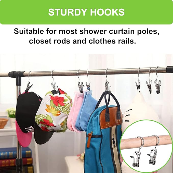 Laundry Hooks Hanging Clips Clothes Pins Closet Hanger Organizer Clamps Socks Towel Clips Heavy Duty Clothespins Bulk Hanger Clips for Closet Travel Pants Socks Handbags, 30 Pack