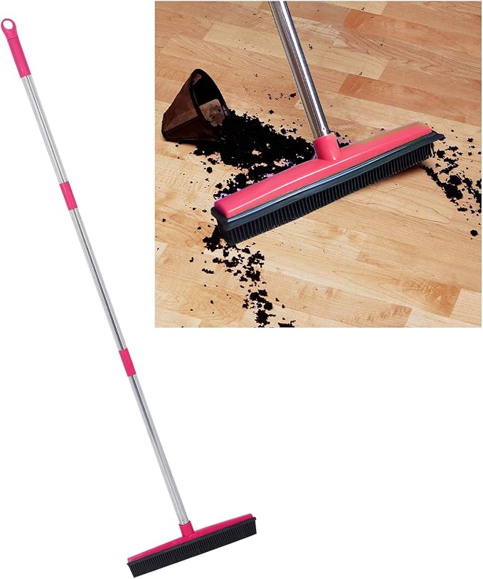 Multifunctional Broom, Telescopic Carpet Rake Rubber Pp 12.6in Brush Easy Wash
