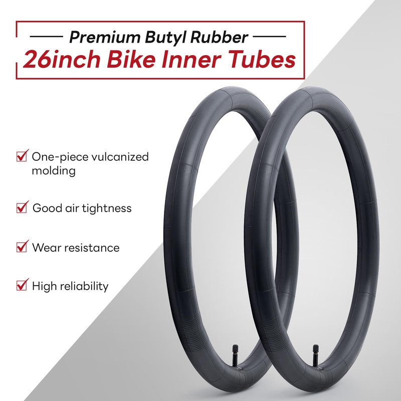 26x1.75/1.95/2.0/2.10/2.125 Bike Tubes 26" Replacement Bicycle Inner Tubes (2 PCS) Reliable 26 x 1.75-2.125 Inner Tubes AV32mm Schrader Valve for City/Road/Mountain/Cruiser Cycling Scenarios