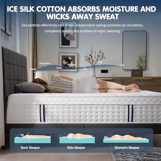 Luxurious Hybrid Mattress, with Built-in Gel Memory Foam, Independent Spring Design, and No Odor (Full, Medium Plush, 14, 14, Inches)