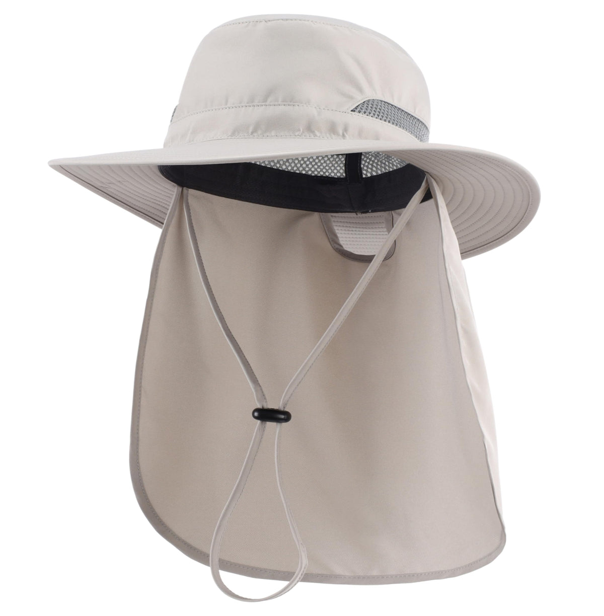 Connectyle Men's SPF 50+ Sun Hat with Neck Flap Summer Bucket Hats Outdoor Safari Hat for Fishing Hiking Gardening Light Grey