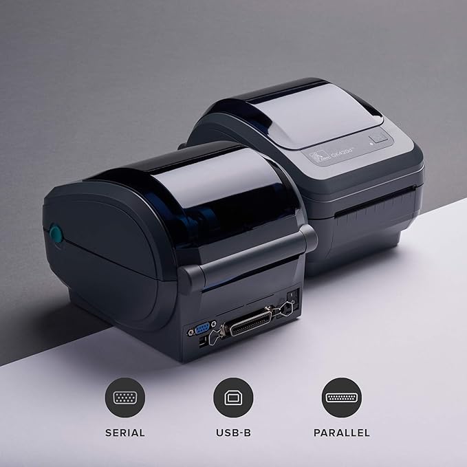 ZEBRA GK420d Direct Thermal Desktop Monochrome Printer Print Width of 4 in USB Serial and Parallel Port Connectivity GK42-202510-000