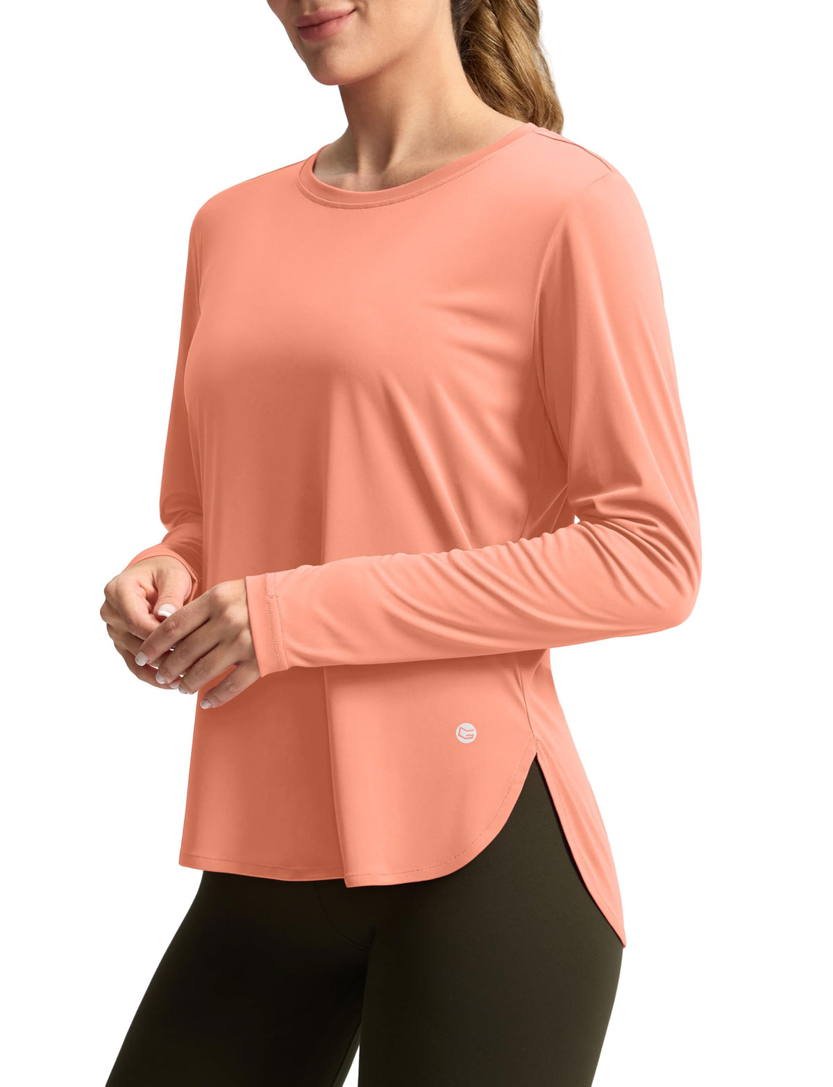 Women's Sun Shirts UPF 50+ Long Sleeve UV Protection Shirt Lightweight Quick Dry Workout Hiking Tops for Women(Orange,M)