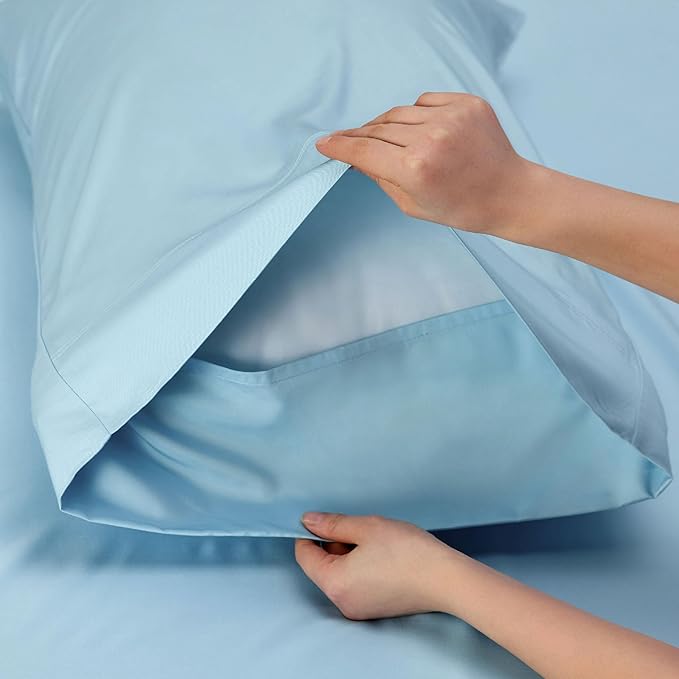Bedsure Full Size Bed Sheets, Cooling Sheets, Rayon Derived from Bamboo, Breathable & Soft, Deep Pocket Up to 16 Inches, Hotel Luxury Silky Bedding for Hot Sleepers, Aqua