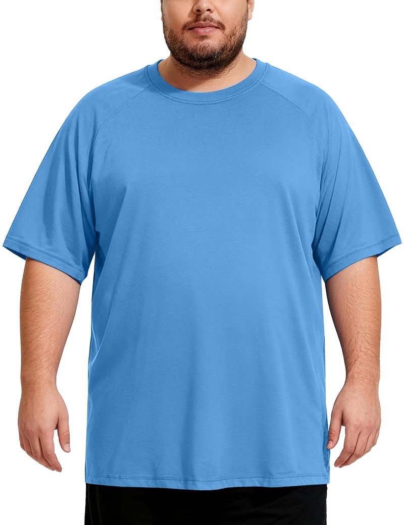 Men's Big and Tall Swim Shirts, UPF 50+ Sun Protection Short Sleeve Rash Guard, Quick Dry T-Shirt for Beach and Surfing