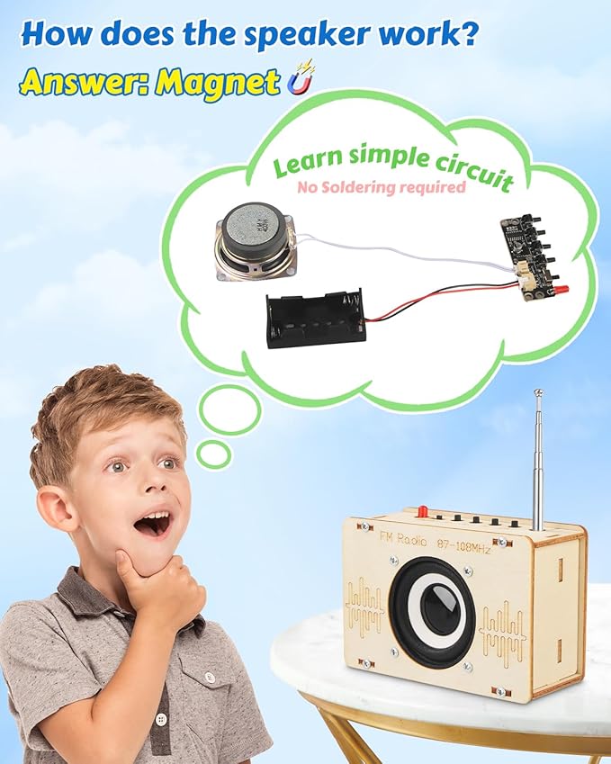 Poraxy Science Kits for Kids Age 8-12 12-14, STEM Kits 8-10, Build Your Own FM Radio Kit, Electronic DIY Experiment Engineering Building Project, Toys Gifts for Teen Boys Girls 9 11 13 15 16+