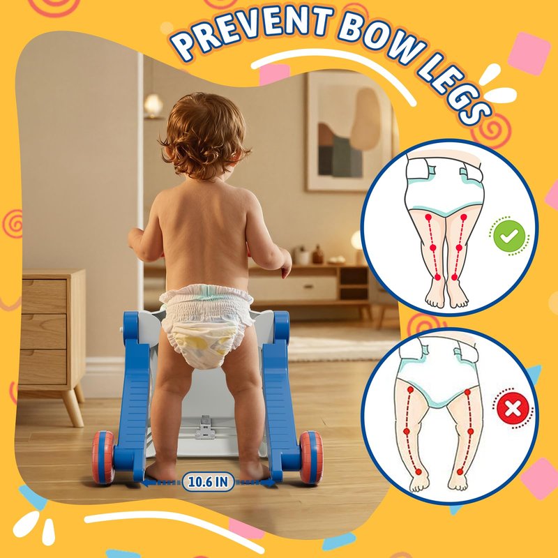 HYES 5 in 1 Baby Push Walker for Baby Boy, Activity Center Learning to Walk, Sit to Stand, Early Learning Push Toys for Infant 12 Months, Walking Toys Gift for Toddler Boys, Blue