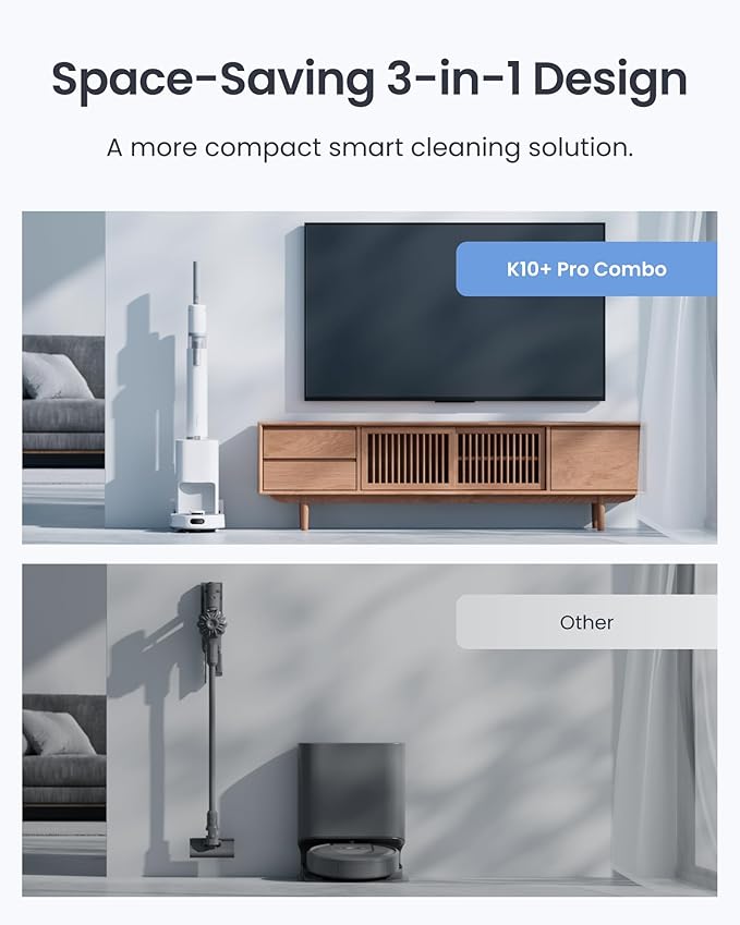 SwitchBot Robot Vacuum & Cordless Vacuum Cleaner K10+ Pro Combo, Self Emptying Up to 70 Days,Compact,Lightweight,Quiet,Support Matter,Work with Alexa,Google Home,Apple Home, for Carpet,Crevices,Stairs
