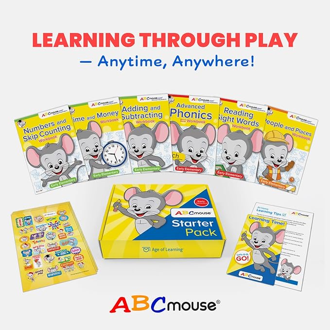 ABCmouse Starter Pack School Readiness Edition – Early Learning Workbooks for Preschool Kids Ages 3-5, Phonics, Sight Words, Math, Shapes, Scissors, Seasons & Weather, 6-Workbook Educational Kit