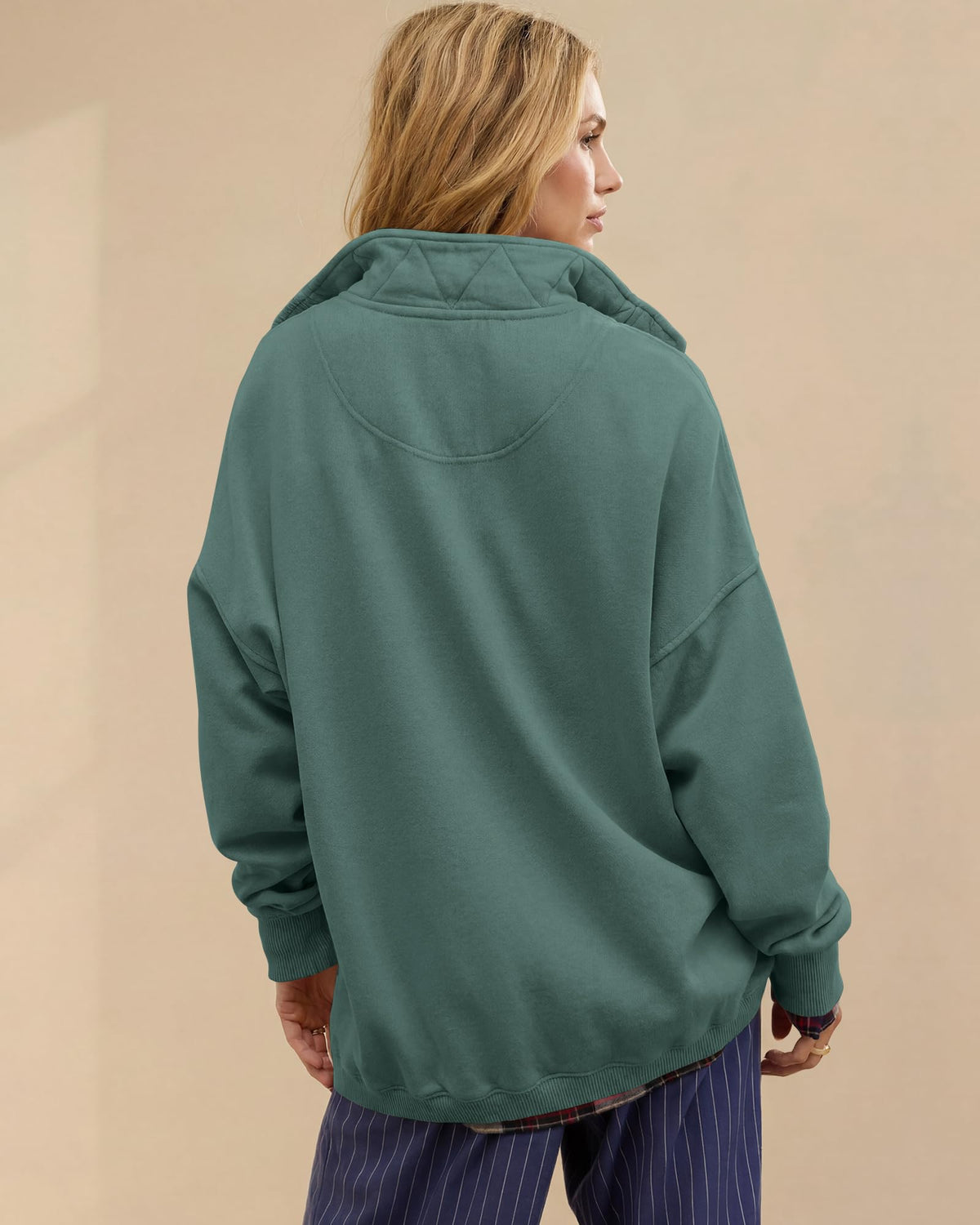 Gacaky Sweatshirt for Women Oversized Casual Long Sleeve Button Henley Neck Pullover Tops Fashion Outfits Clothes Mystical Green L