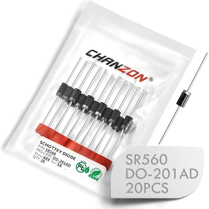 Chanzon SR560 Schottky Barrier Rectifier Diodes 5A 60V DO-201AD Axial 5 Amp 60