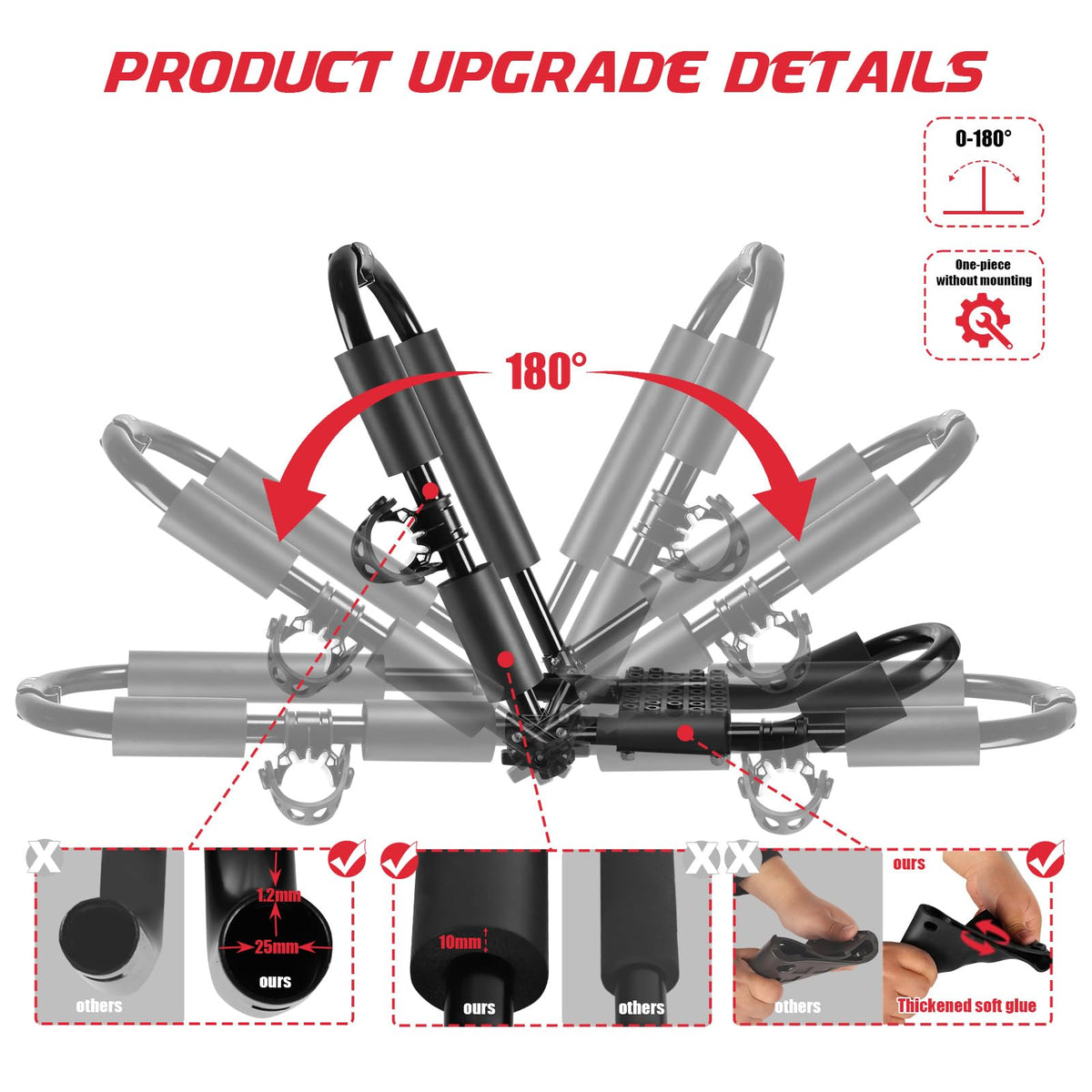 FORWODE 1 Pair Kayak Roof Rack, 2 in 1 Aluminum Folding J-Bar Roof Rack with 1 Set Ratchet Tie Straps for Kayak Canoe Boat Surf Ski on SUV Car Truck Crossbar