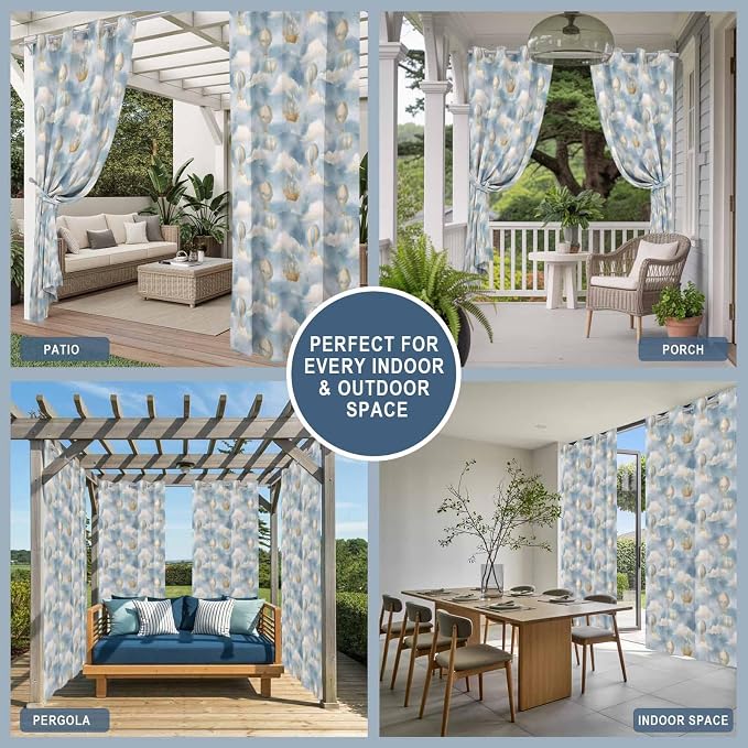 Hot Air Balloons Outdoor Curtains
