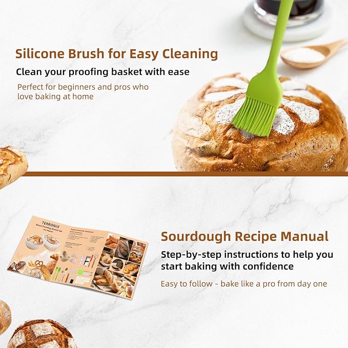 Sourdough Starter Kit, Sourdough Bread Baking Supplies, Bread Proofing Basket, sourdough starter jar, Sourdough Bread Basket, for Bread Making Baking Fermentation, Holiday Activities