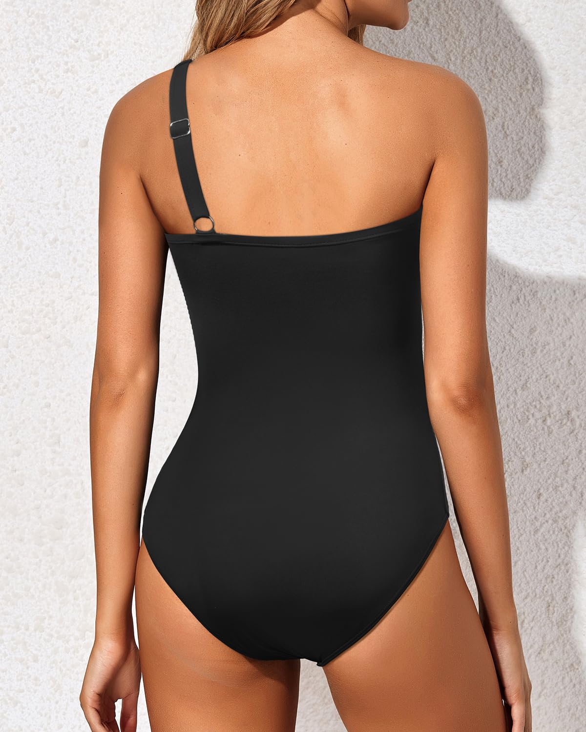 Holipick Criss Cross One Shoulder One Piece Swimsuit for Women Tummy Control Bathing Suits Modest Full Coverage Keyhole Swimwear