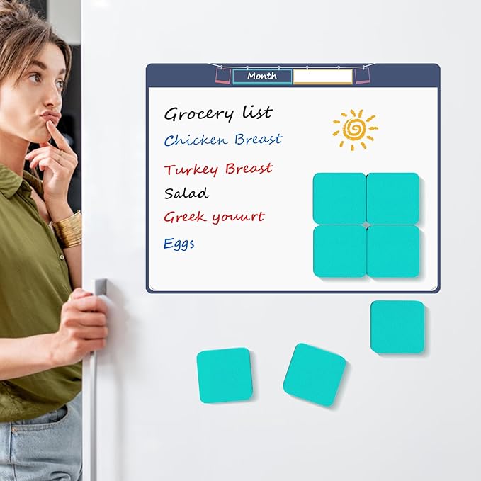 MaxGear Dry Erase Erasers, 48 Pack Magnetic Whiteboard Erasers for Classroom, Mini Whiteboard Cleaning Pads Bulk, Chalkboard Wiper Teacher Supplies for School, Office, Home, Green, 2 x 2 x 0.6 Inch