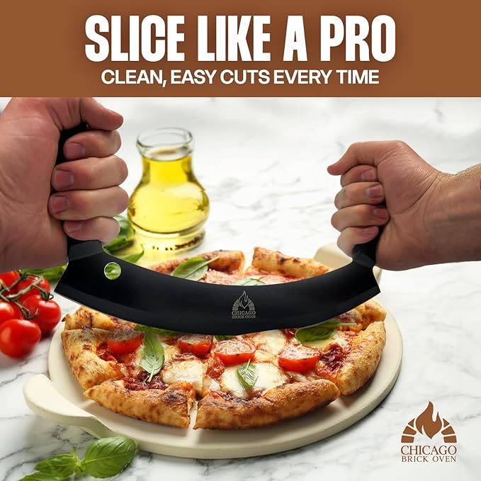 Chicago Brick Oven 12-Inch Pizza Cutter Rocker Blade with Protective Cover