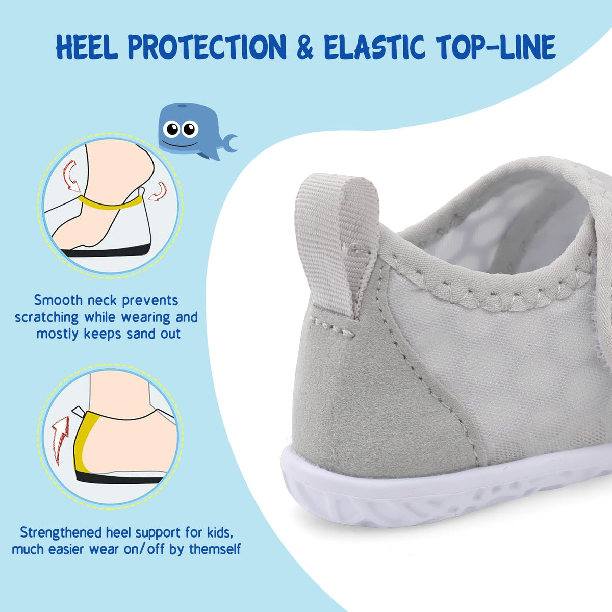 LeIsfIt Boys Girls Water Shoes Kids Aqua Socks Toddler Quick-Dry Swimming Shoes Non-Slip Summer Shoe for Beach Pool Surf, LightGrey, 8 Toddler