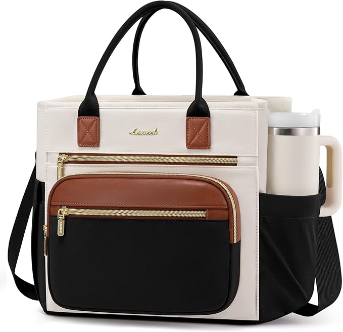 LOVEVOOK Insulated Lunch Bag Women,Wide Opening Adult Lunch Box Women,Leakproof Cooler Bag for Work Picnic Beach Family College,Lunch Teacher Tote Bag with Adjustable Shoulder Strap and Cup Holder