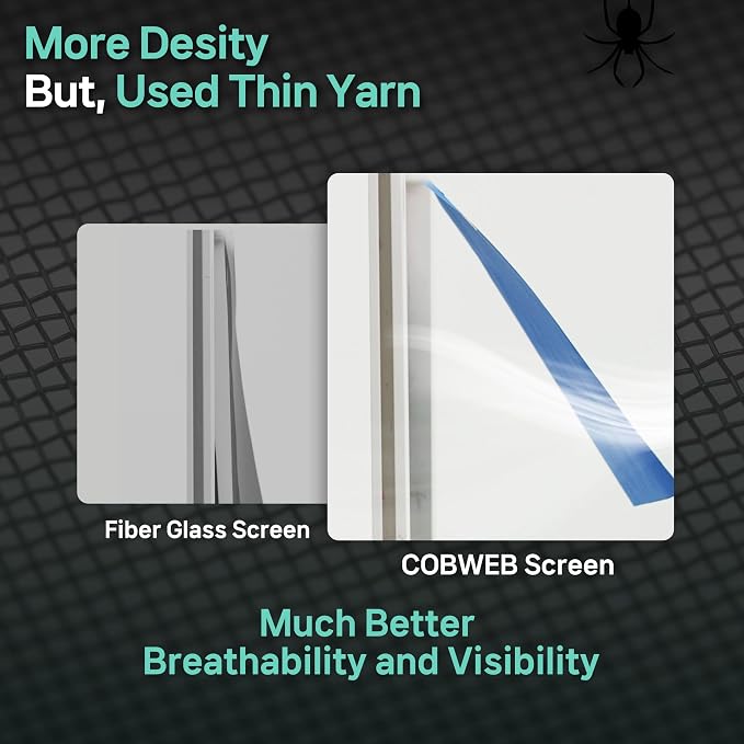 Premium Window Screen DIY KIT 39" 51" Water-Repellent Blocks Rain, Pet Scratch